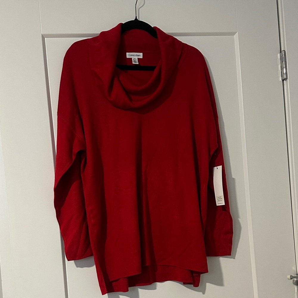 Calvin Klein Red Cowl Neck Sweater